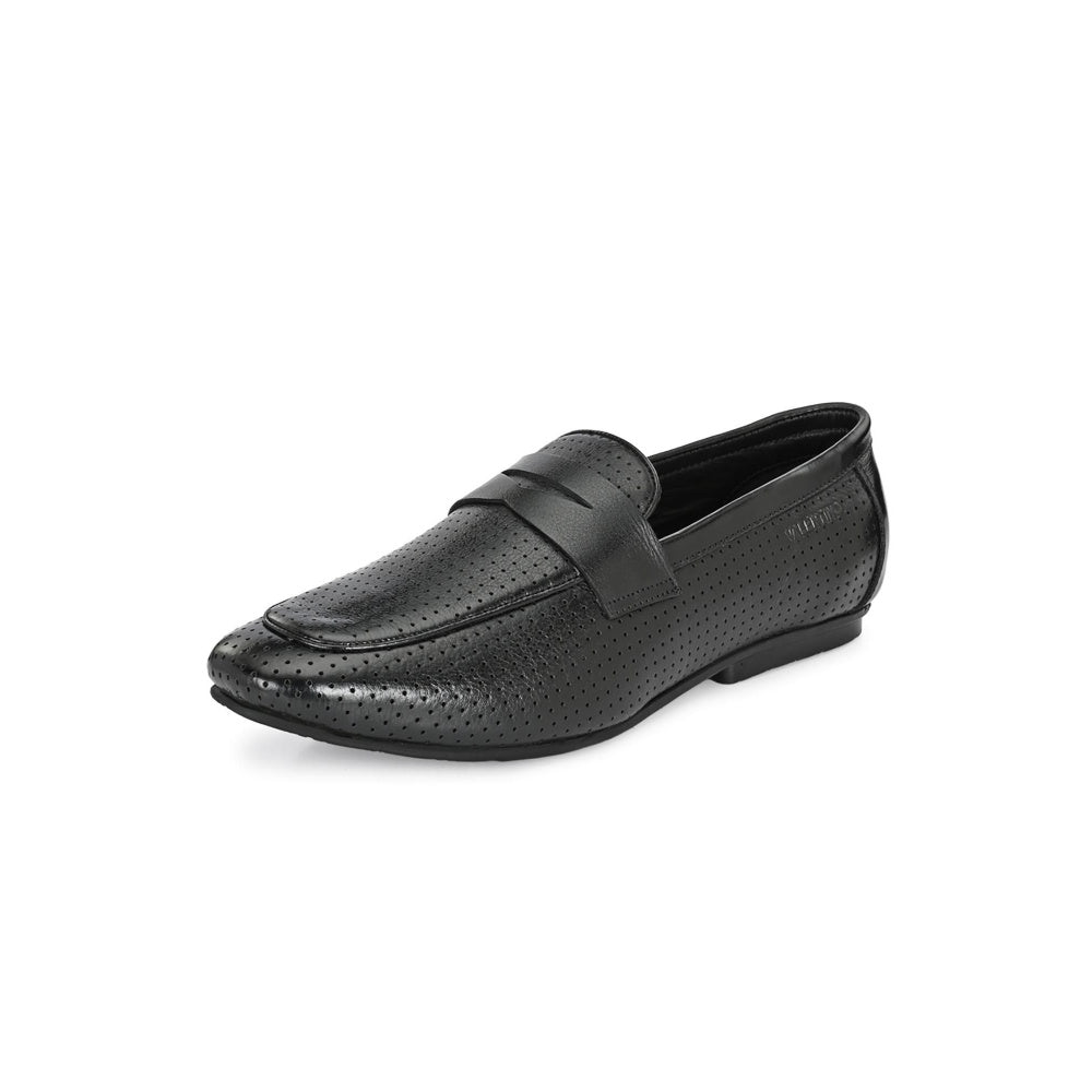 Valentino Mens Leather Casual Loafers - Black