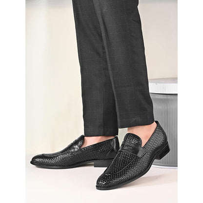 Valentino Mens Leather Casual Loafers - Black