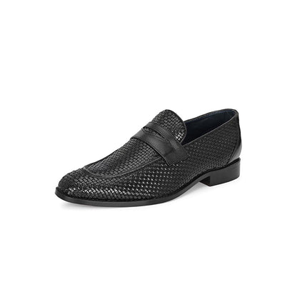 Valentino Mens Leather Casual Loafers - Black