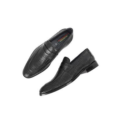 Valentino Mens Leather Casual Loafers - Black