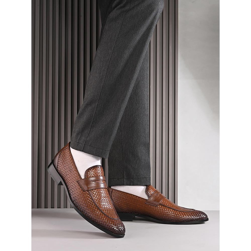 Valentino Mens Leather Casual Loafers - Brown
