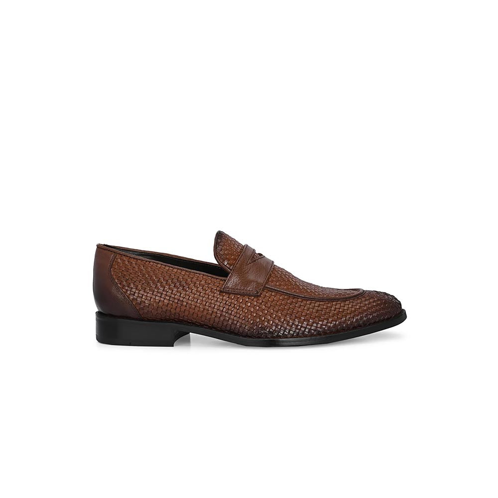 Valentino Mens Leather Casual Loafers - Brown