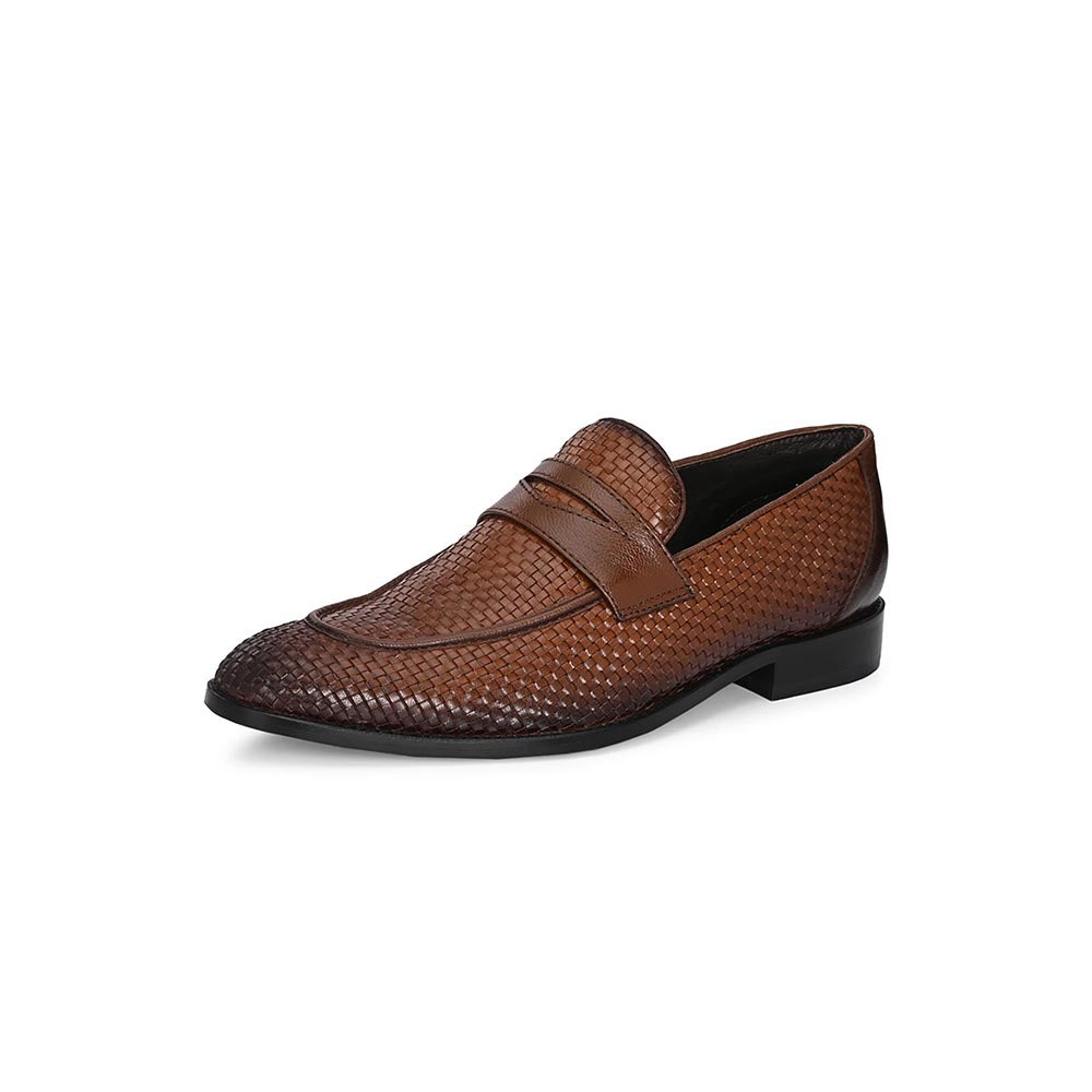 Valentino Mens Leather Casual Loafers - Brown