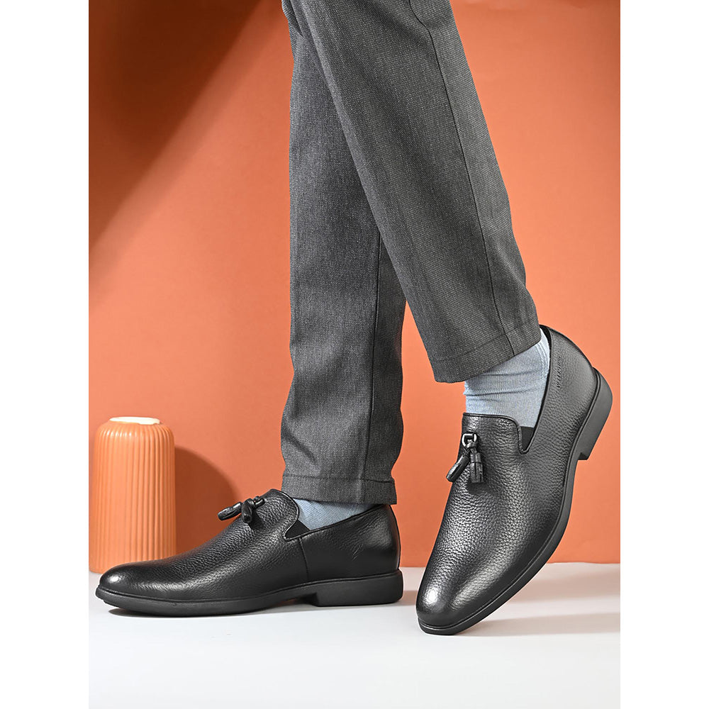 Valentino Mens Leather Formal Loafers - Black