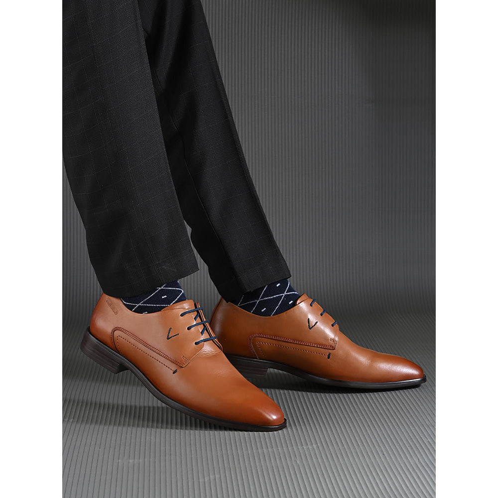 Valentino Mens Leather Formal Derbies - Tan