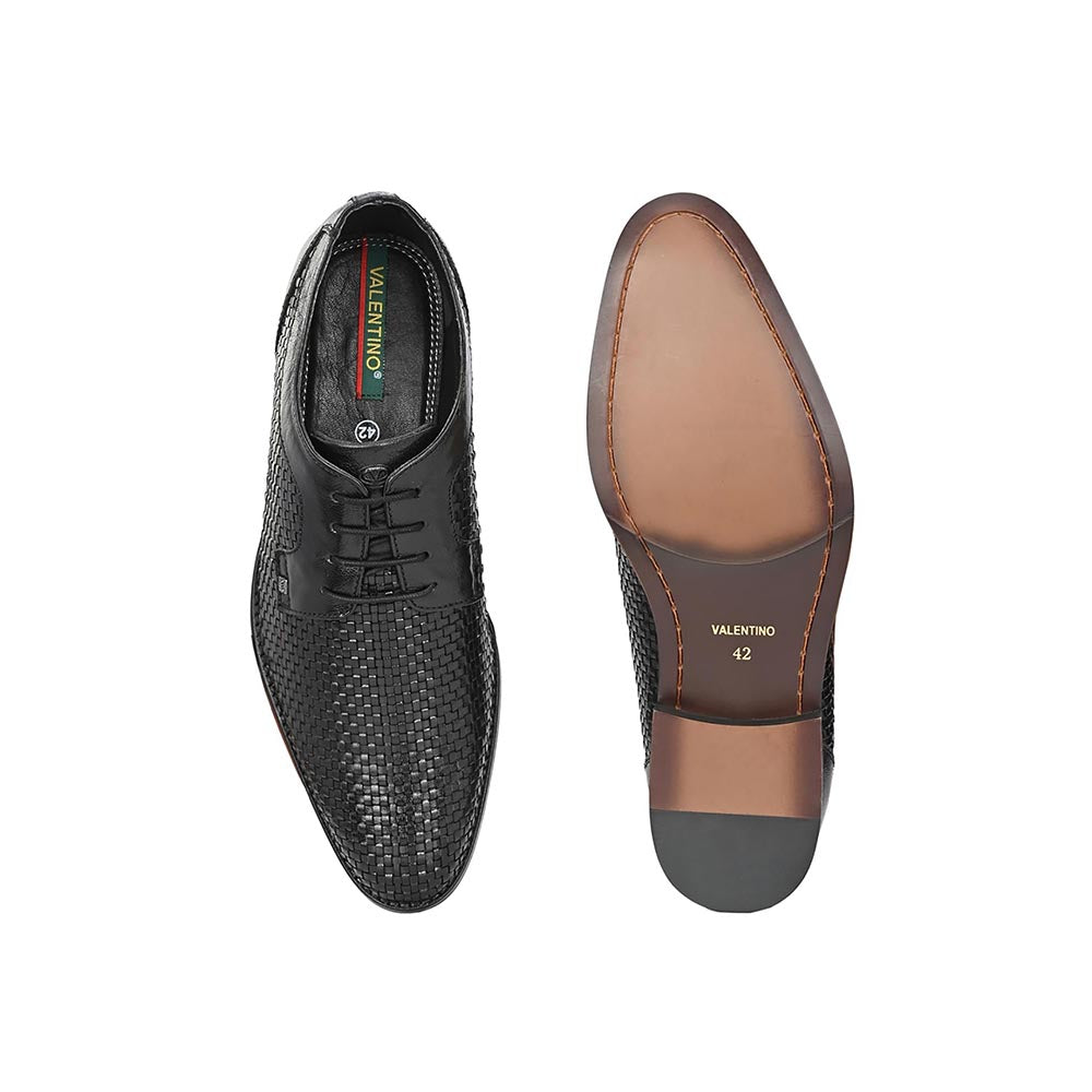 Valentino Mens Leather Formal Derbies - Black