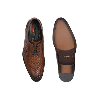 Valentino Mens Leather Formal Derbies - Tan