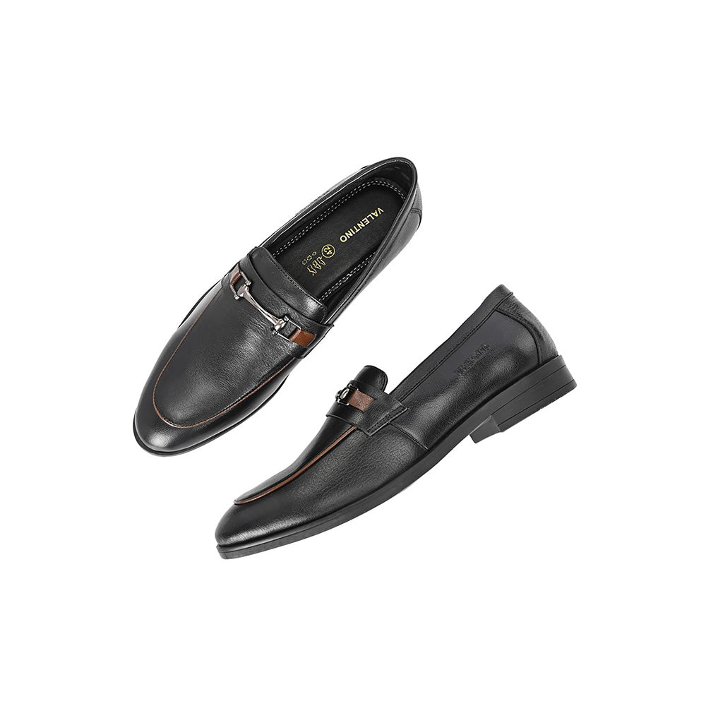 Valentino Mens Leather Casual Loafers - Black