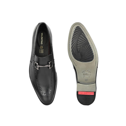 Valentino Mens Leather Casual Loafers - Black