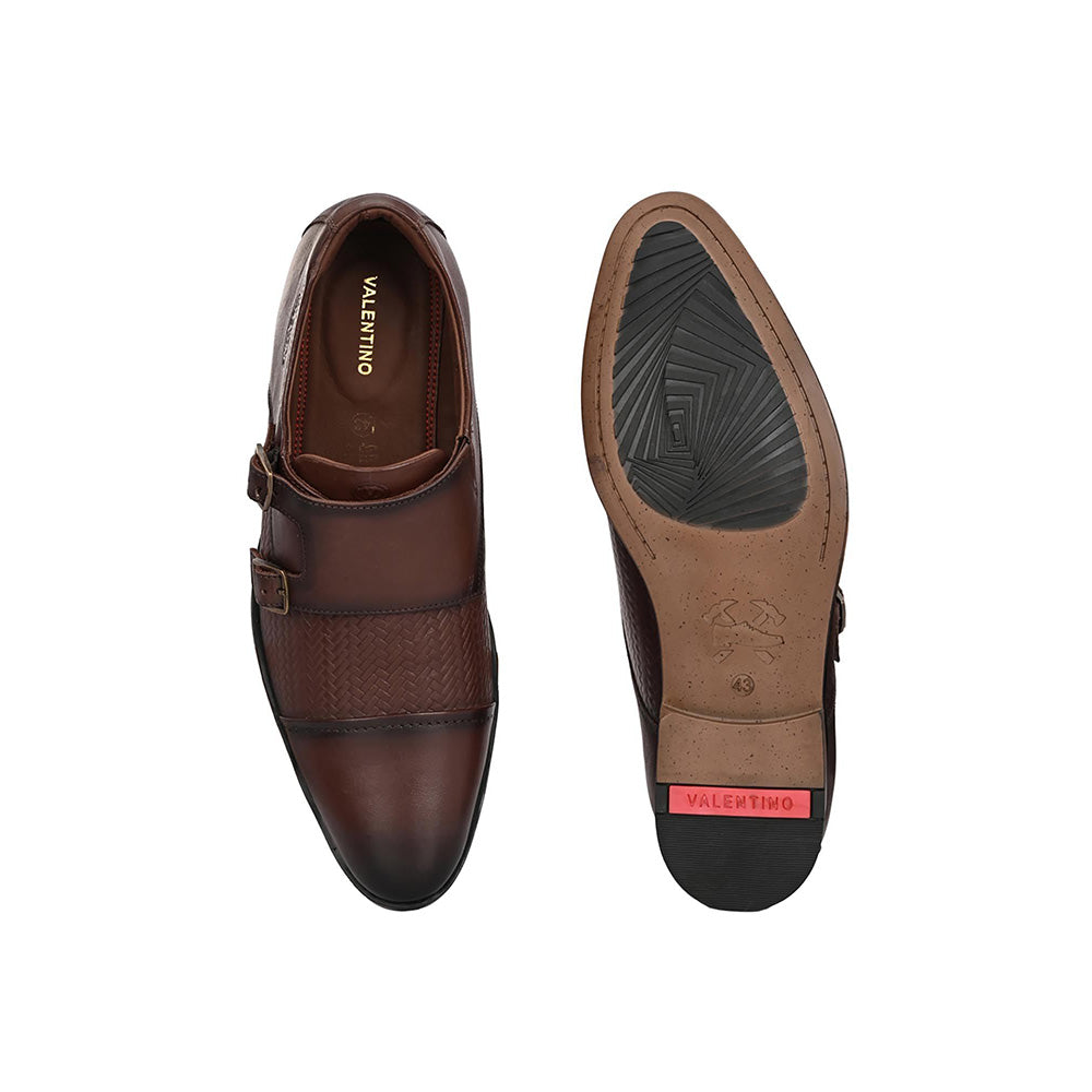 Valentino Mens Leather Formal Oxford Shoes - Brown