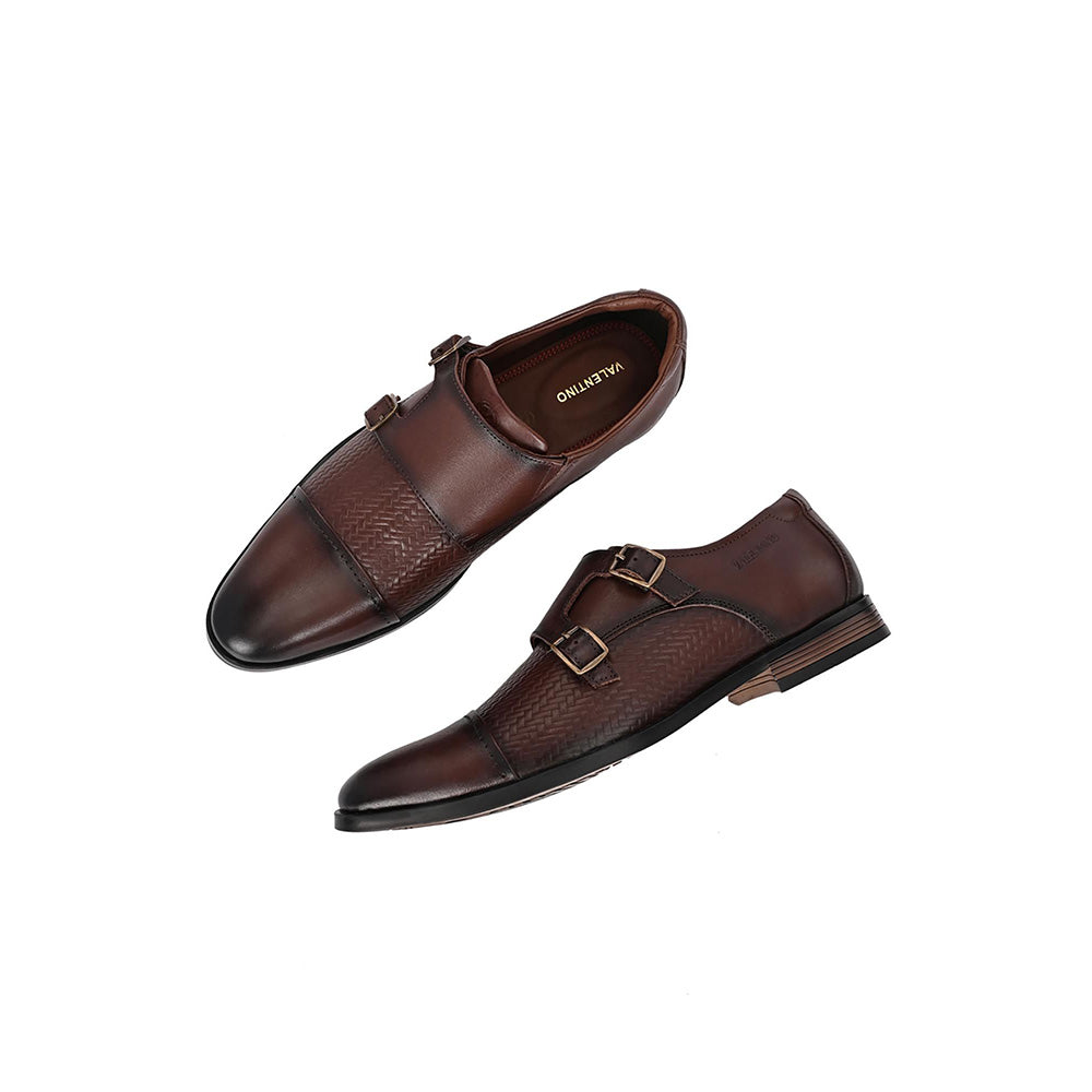 Valentino Mens Leather Formal Oxford Shoes - Brown