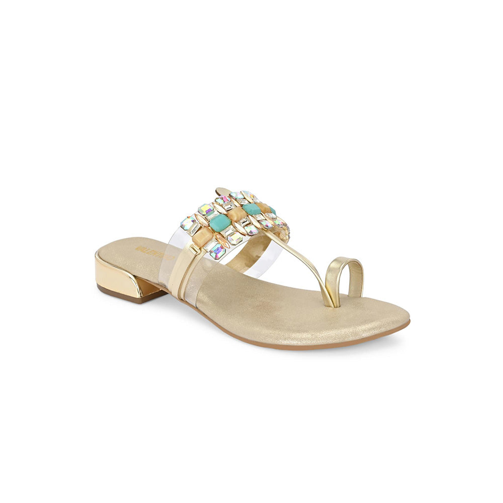 Valentino Women Premium Gold Sandal Heels