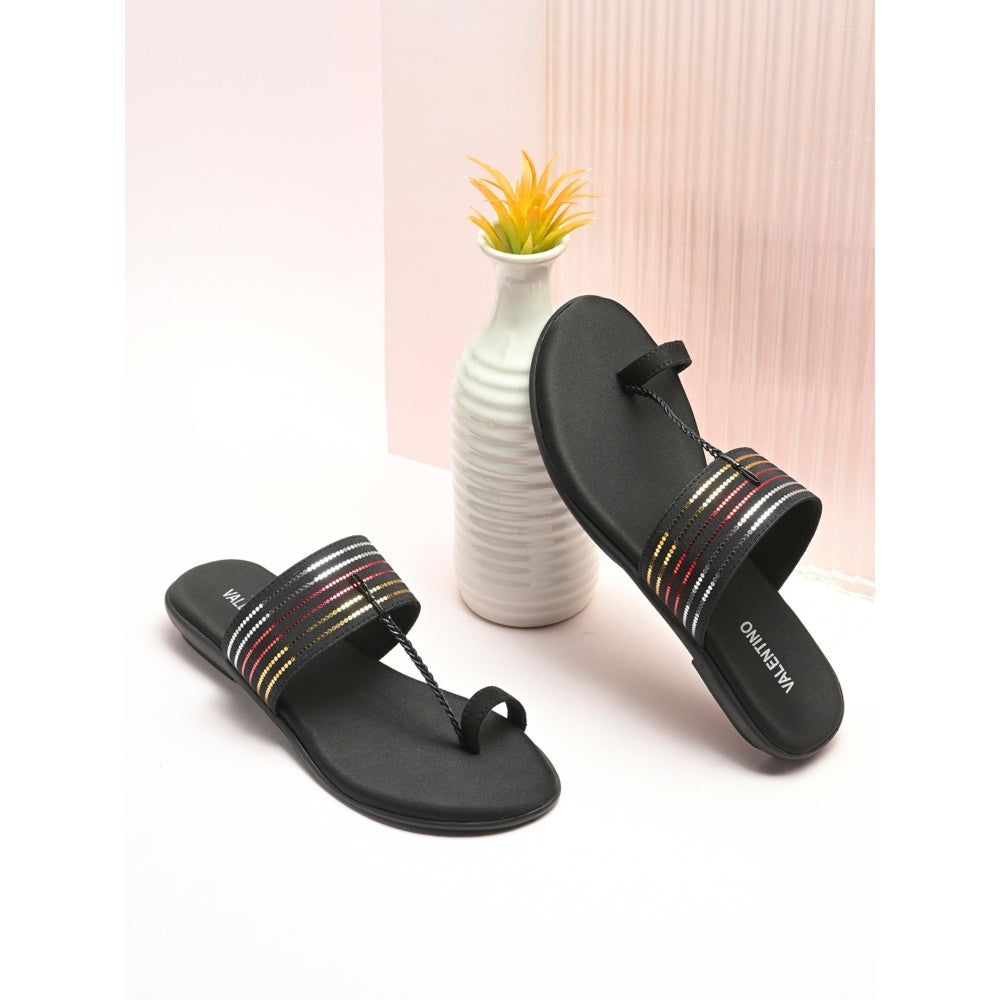 Valentino Women Black Kolhapuris