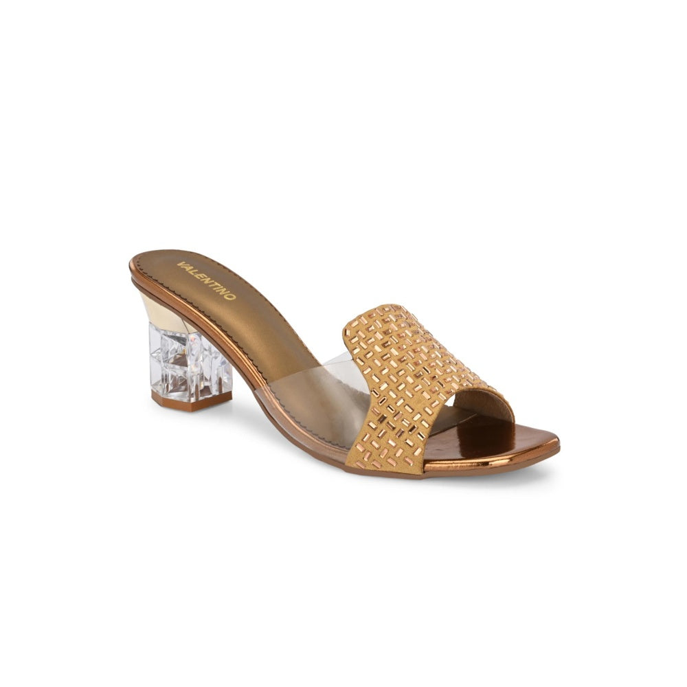 Valentino Women Premium Gold Sandal Heels