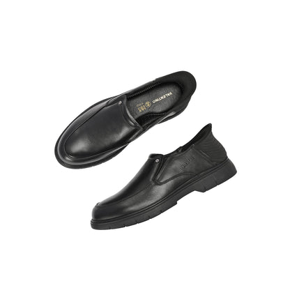 Valentino Men Premium Leather Black Hands-Free Slip-In Loafer Shoes