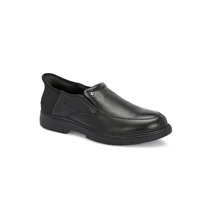 Valentino Men Premium Leather Black Hands-Free Slip-In Loafer Shoes