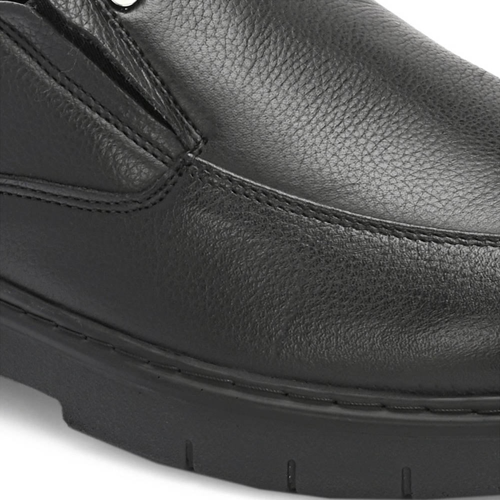 Valentino Men Premium Leather Black Hands-Free Slip-In Loafer Shoes