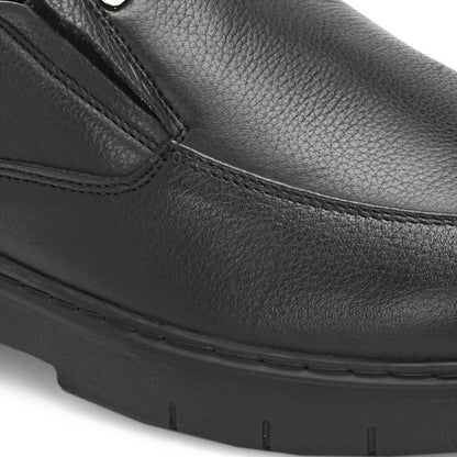 Valentino Men Premium Leather Black Hands-Free Slip-In Loafer Shoes