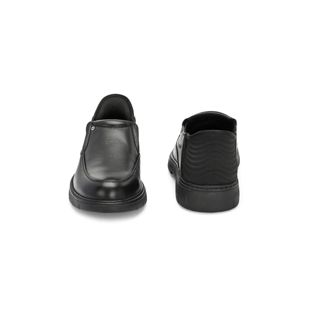 Valentino Men Premium Leather Black Hands-Free Slip-In Loafer Shoes