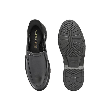 Valentino Men Premium Leather Black Hands-Free Slip-In Loafer Shoes