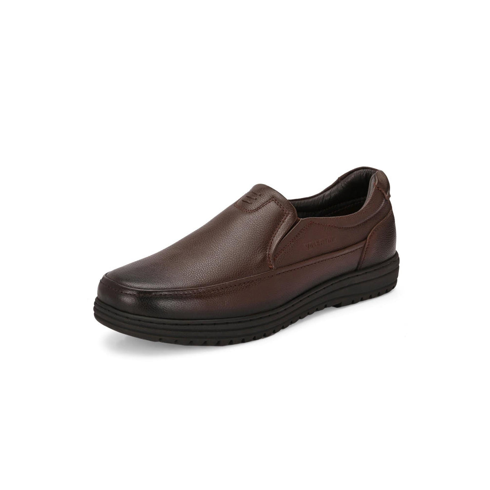 Valentino Men Premium Leather Brown Slip-On Formal Loafer Shoes