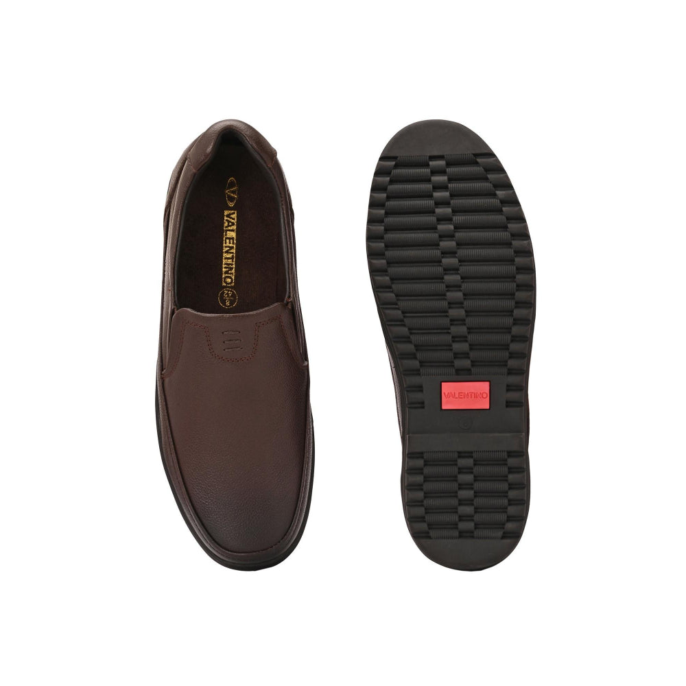 Valentino Men Premium Leather Brown Slip-On Formal Loafer Shoes