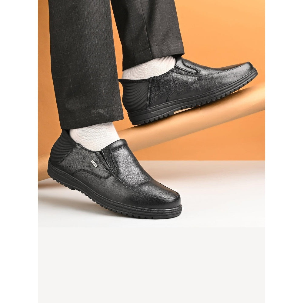 Valentino Men Premium Leather Black Hands-Free Slip-In Loafer Shoes