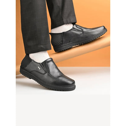 Valentino Men Premium Leather Black Hands-Free Slip-In Loafer Shoes