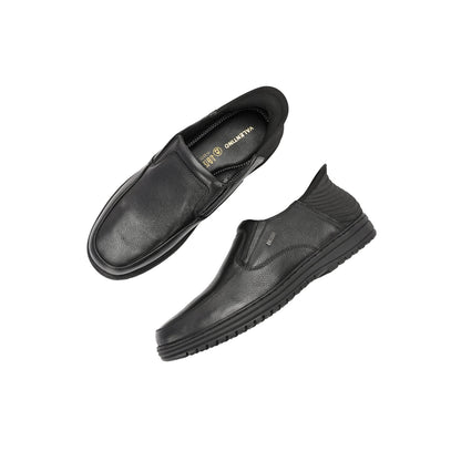 Valentino Men Premium Leather Black Hands-Free Slip-In Loafer Shoes
