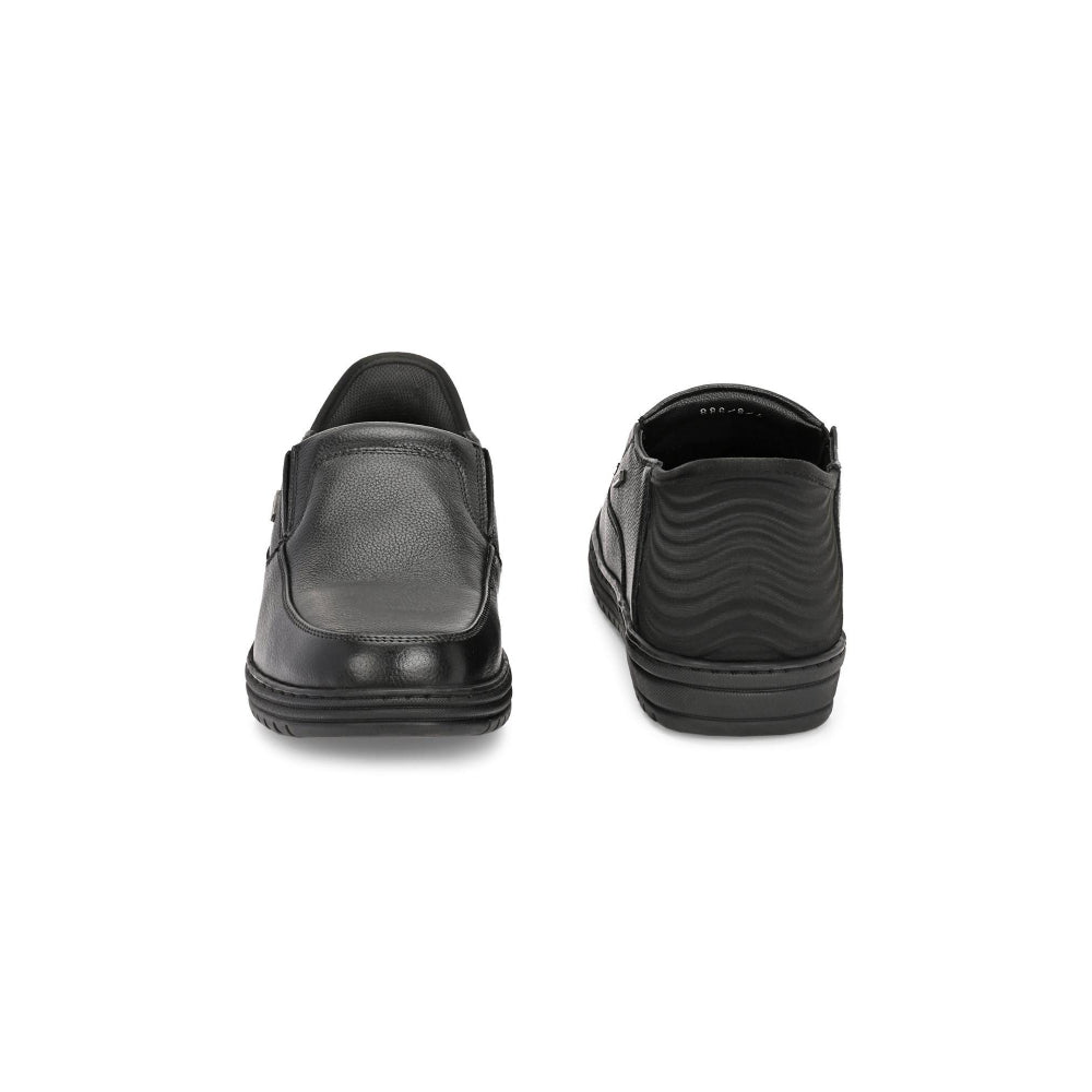 Valentino Men Premium Leather Black Hands-Free Slip-In Loafer Shoes