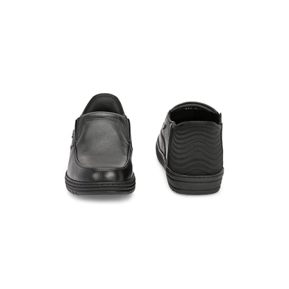 Valentino Men Premium Leather Black Hands-Free Slip-In Loafer Shoes