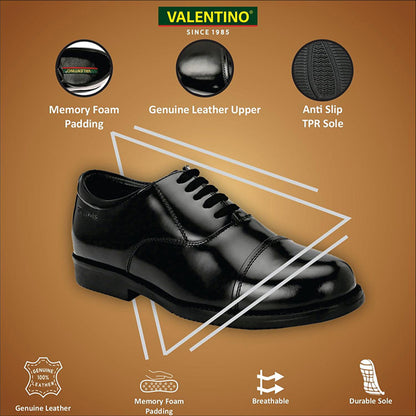 Valentino Men Premium Leather Black Oxford Police Shoes