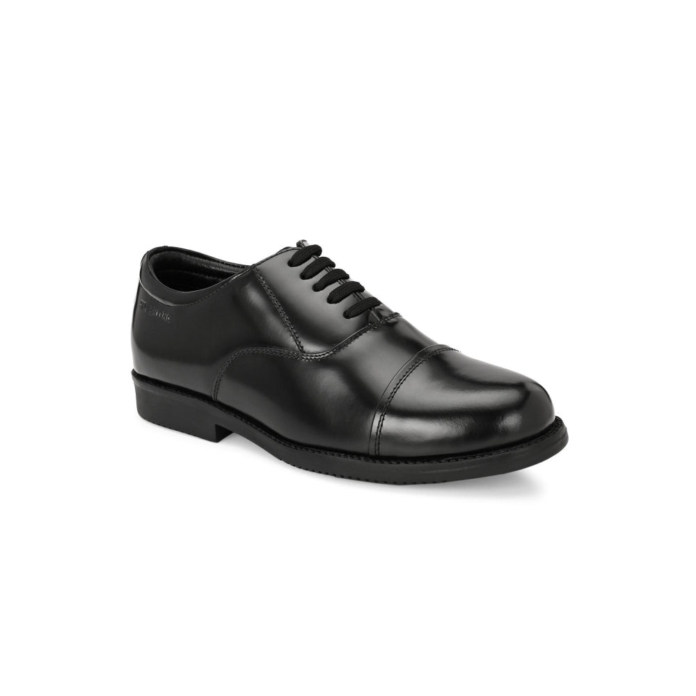 Valentino Men Premium Leather Black Oxford Police Shoes
