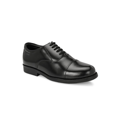 Valentino Men Premium Leather Black Oxford Police Shoes