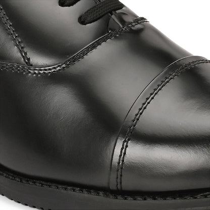 Valentino Men Premium Leather Black Oxford Police Shoes