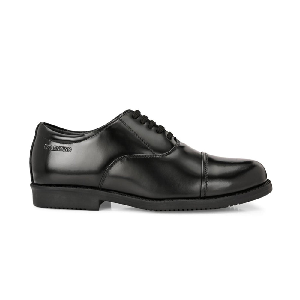 Valentino Men Premium Leather Black Oxford Police Shoes