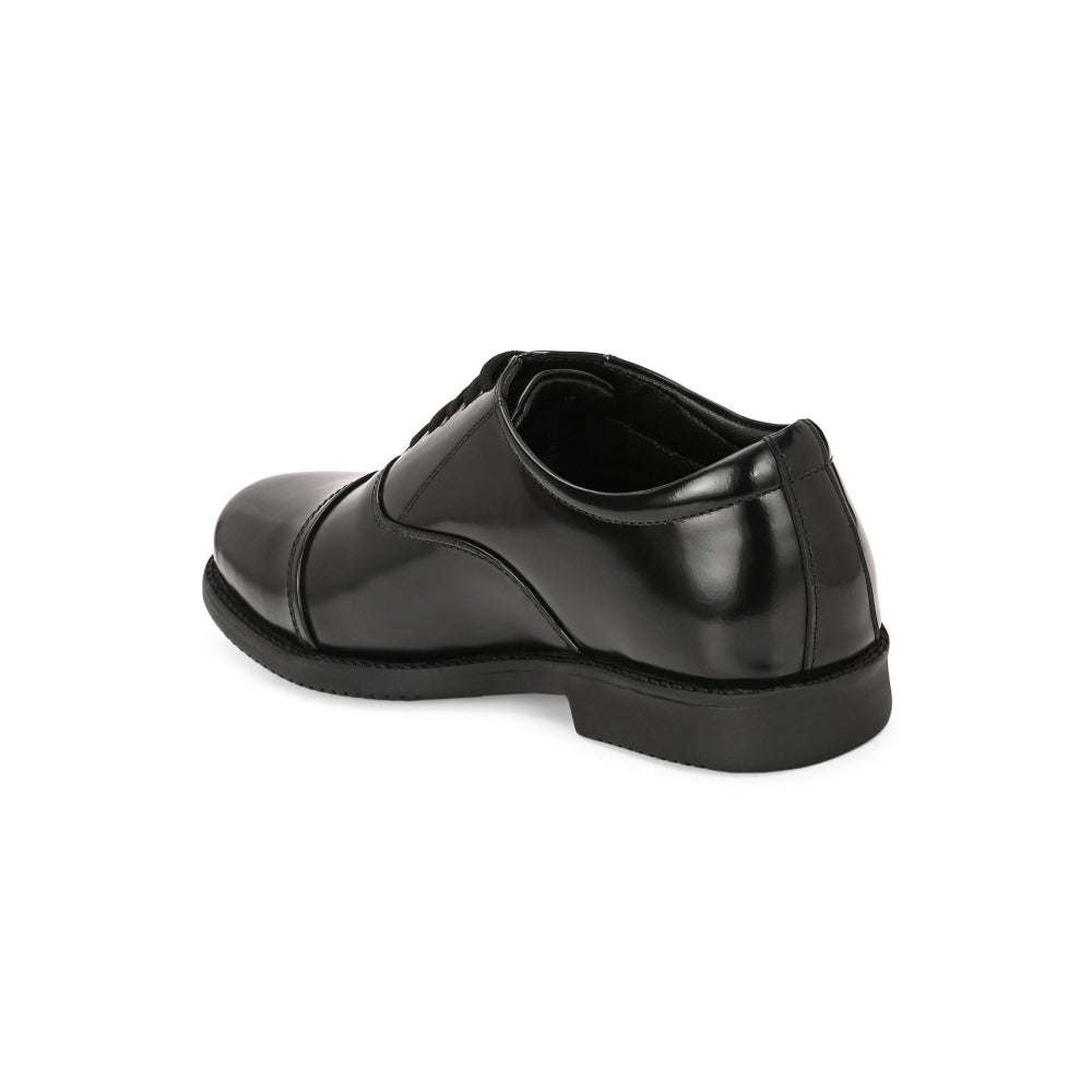 Valentino Men Premium Leather Black Oxford Police Shoes