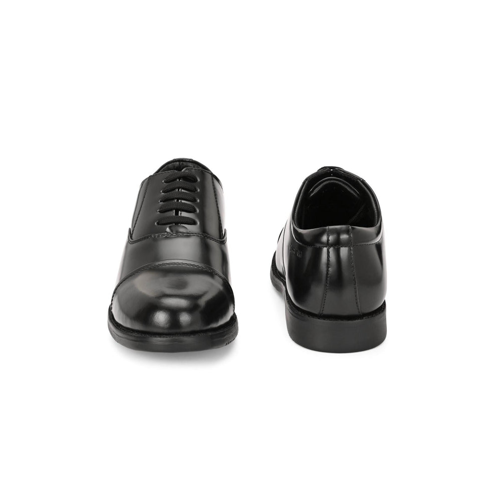 Valentino Men Premium Leather Black Oxford Police Shoes