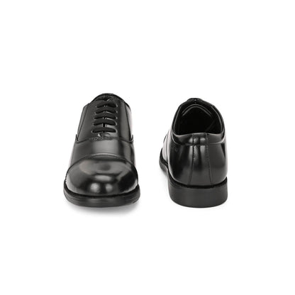 Valentino Men Premium Leather Black Oxford Police Shoes