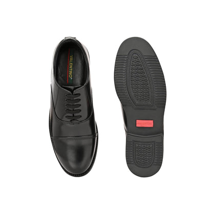 Valentino Men Premium Leather Black Oxford Police Shoes