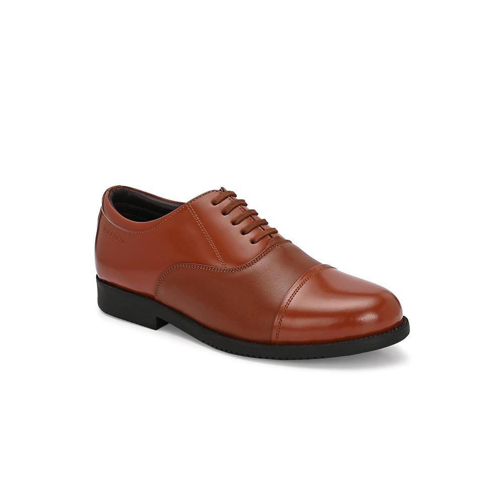 Valentino Men Premium Leather Tan Oxford Police Shoes