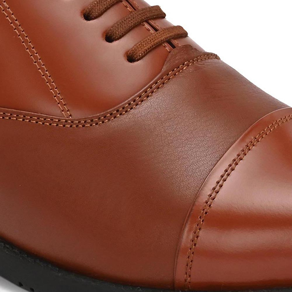Valentino Men Premium Leather Tan Oxford Police Shoes