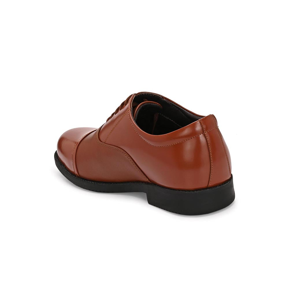 Valentino Men Premium Leather Tan Oxford Police Shoes
