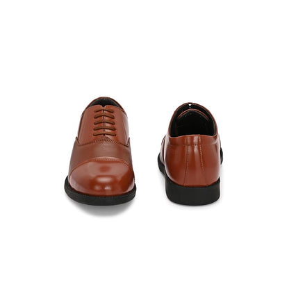 Valentino Men Premium Leather Tan Oxford Police Shoes