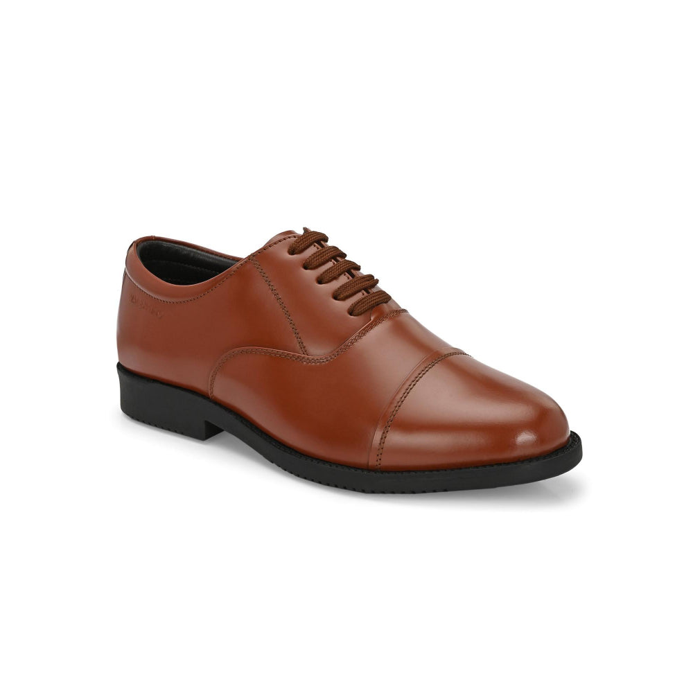 Valentino Men Premium Leather Tan Oxford Police Shoes