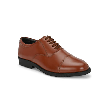 Valentino Men Premium Leather Tan Oxford Police Shoes