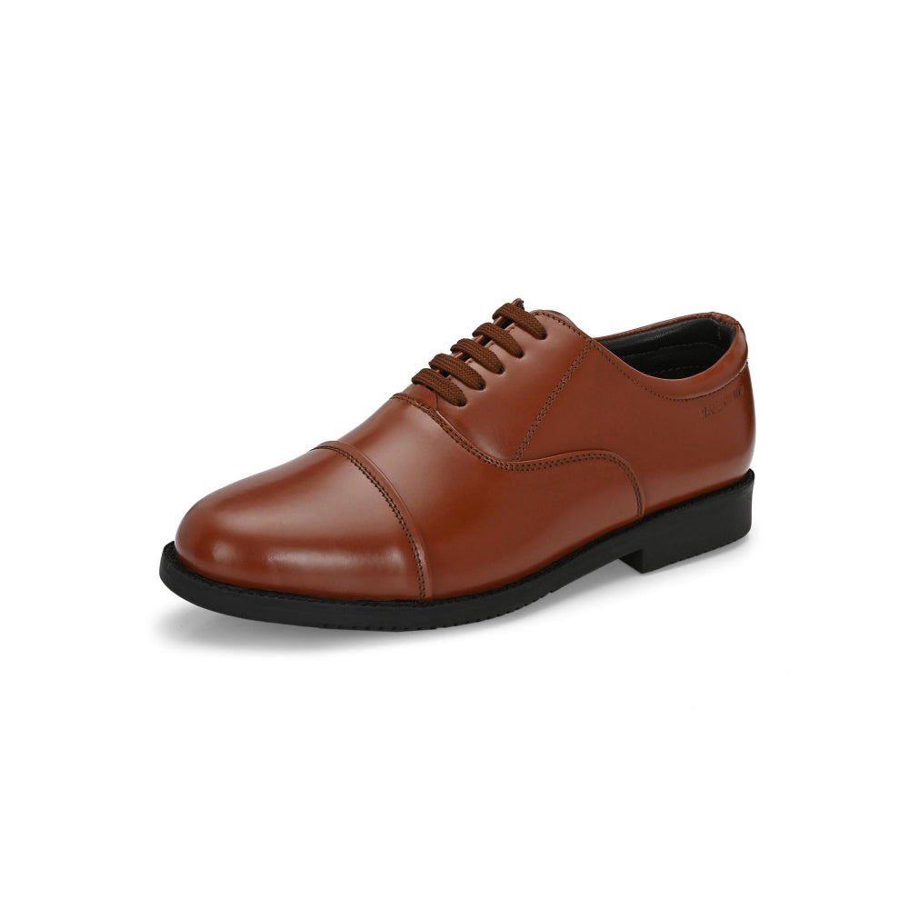Valentino Men Premium Leather Tan Oxford Police Shoes