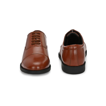 Valentino Men Premium Leather Tan Oxford Police Shoes