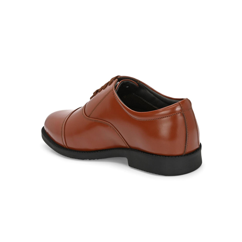 Valentino Men Premium Leather Tan Oxford Police Shoes