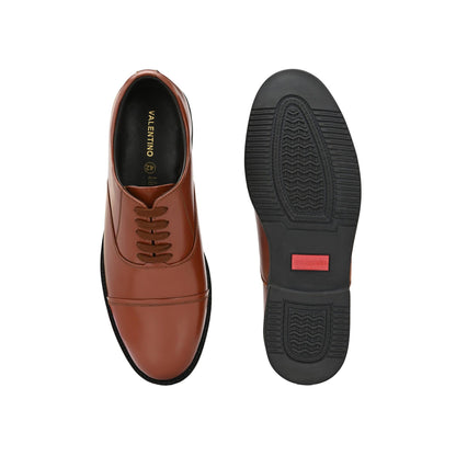 Valentino Men Premium Leather Tan Oxford Police Shoes